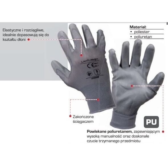 Lahti Pro Rękawice ochronne powlekane poliuretanem r.9 (L230209K)