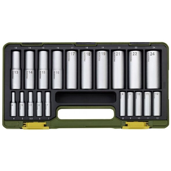 Proxxon Zestaw nasadek 6-kątnych 1/4" 1/2" 4-24mm 20szt. (PR23292)