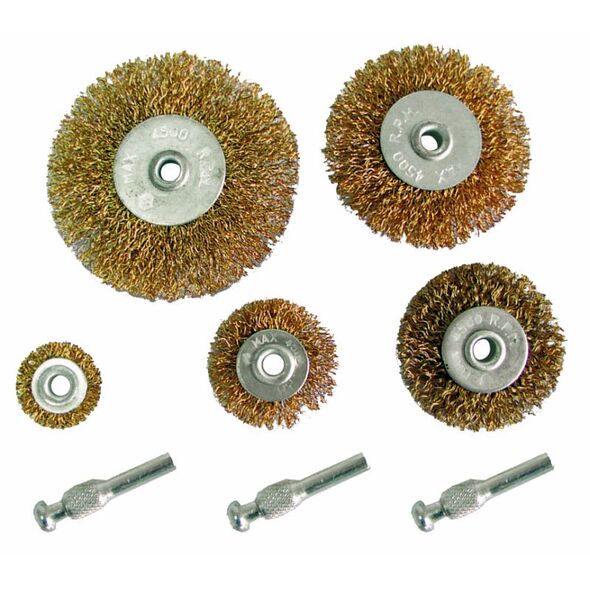Mega Szczotki druciane trzpieniowe 5szt. 25-75mm + trzpienie 3szt. 32200