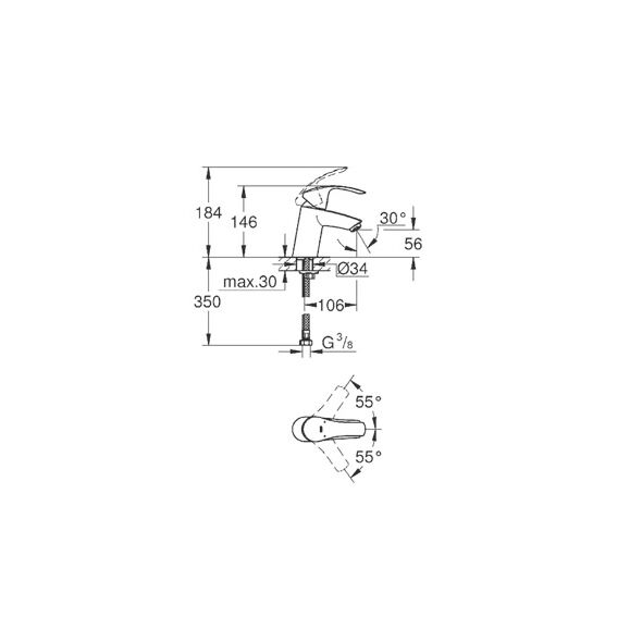 Bateria umywalkowa Grohe Eurosmart stojąca chrom (32467002)