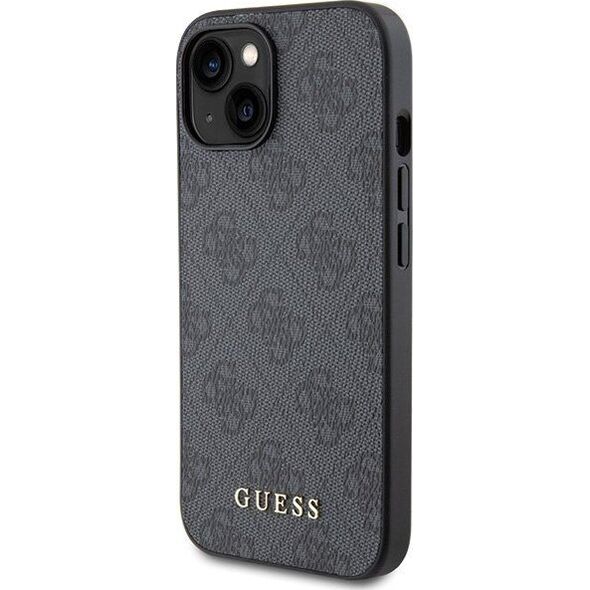 Guess Guess GUHCP15SG4GFGR iPhone 15 6.1" szary/grey hard case 4G Metal Gold Logo