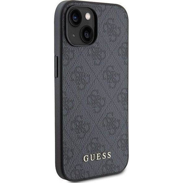 Guess Guess GUHCP15SG4GFGR iPhone 15 6.1" szary/grey hard case 4G Metal Gold Logo