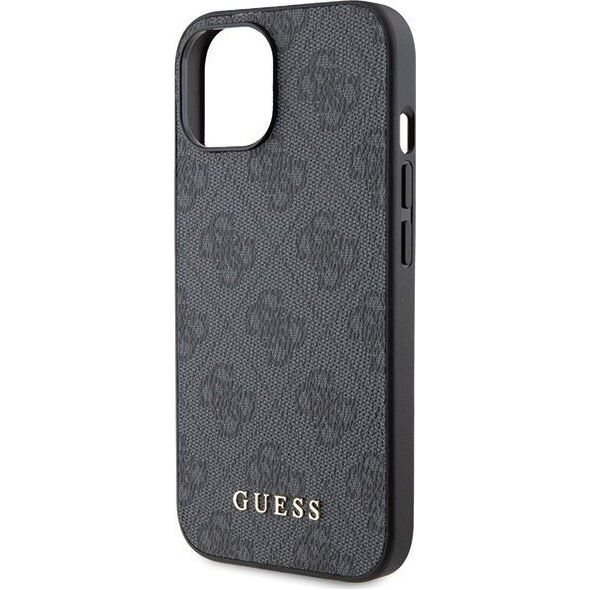 Guess Guess GUHCP15SG4GFGR iPhone 15 6.1" szary/grey hard case 4G Metal Gold Logo