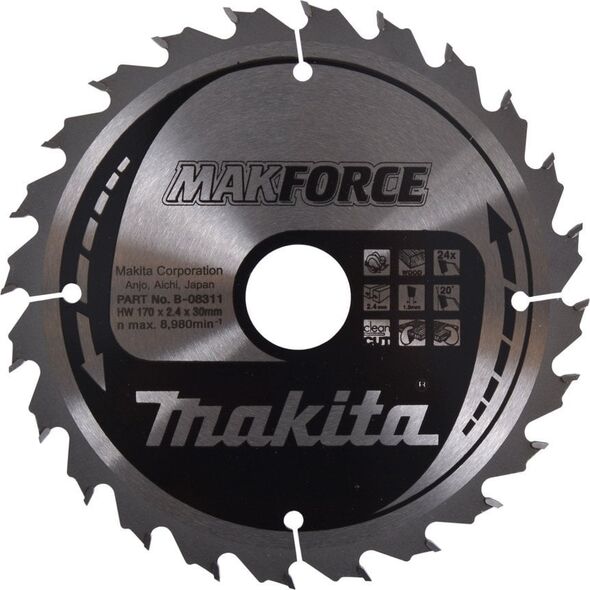 Makita ΞΥΛΙΝΟ ΔΙΚΥΛΙΚΟ ΠΡΙΟΝΙ MAKFORCE 170x30mm 24-ΔΟΝΤΙΑ >>>B-32225 14082067 88381336307