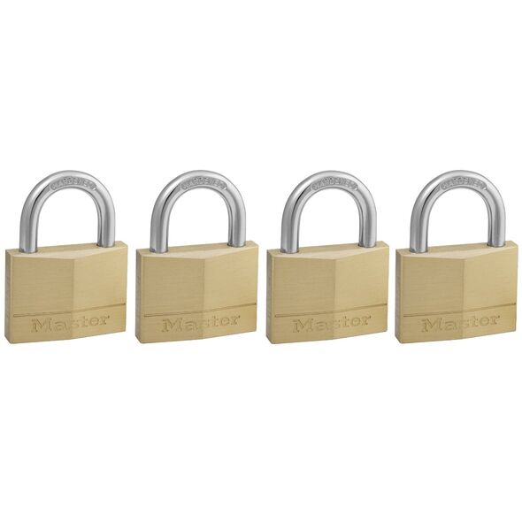 MasterLock Zestaw 4x Kłódka mosiężna 50mm - HS/25mm - 6mm - na jeden klucz - 150EURQNOP
