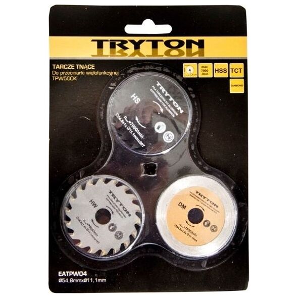Tryton Zestaw tarcz tnących 54,8x11,1mm HSS / TCT / diamentowa TPW500K 3szt. - EATPW04