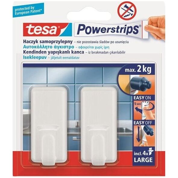 Tesa Haczyk samoprzylepny Powerstrips 2 szt. prostokątny biały - 59701-00000-00