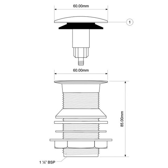 McAlpine Korek automatyczny klik-klak Glasgow 5/4" duży chrom (CWU60-CB)
