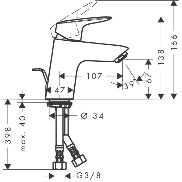 Bateria umywalkowa Hansgrohe Logis stojąca chrom (71071000)