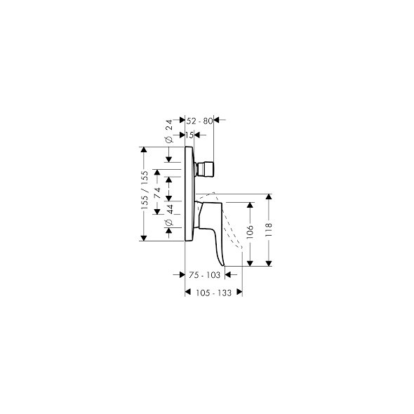 Bateria wannowa Hansgrohe Metris podtynkowe chrom (31454000)