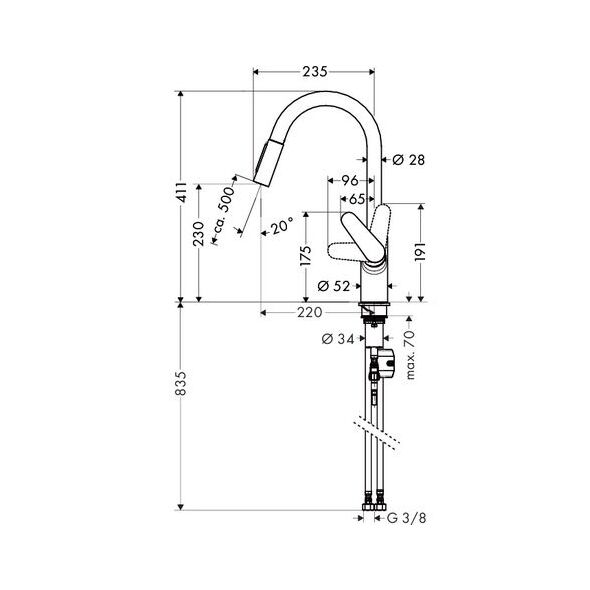 Bateria kuchenna Hansgrohe Focus stojąca chrom (31815000)