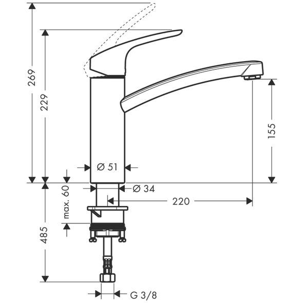 Bateria kuchenna Hansgrohe Focus M41 stojąca chrom (31806000)