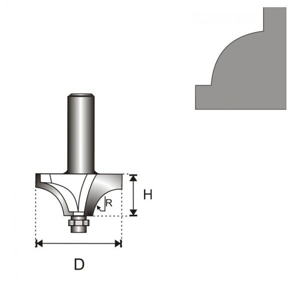 Dedra Frez do drewna zaokrąglony wklęsły z łożyskiem 22,5x9x4,76mm (07F131A)