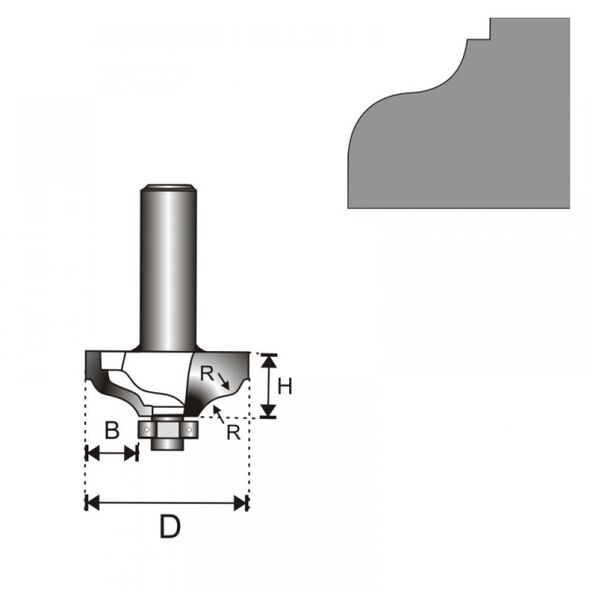 Dedra Frez do drewna podwójnie zaokrągający z łożyskiem D12 38,6x15,9x5,6mm - 07F152C