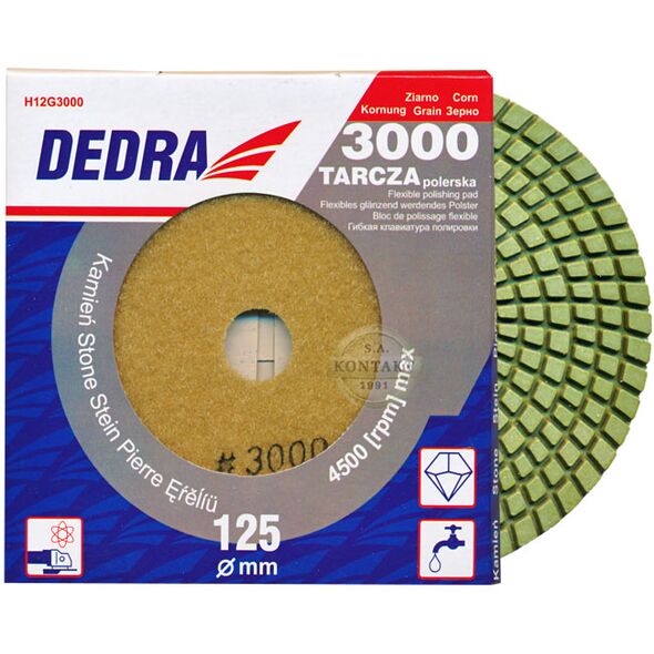 Dedra Dysk polerski 125mm ziarno 3000 elastyczny diamentowy - H12G3000