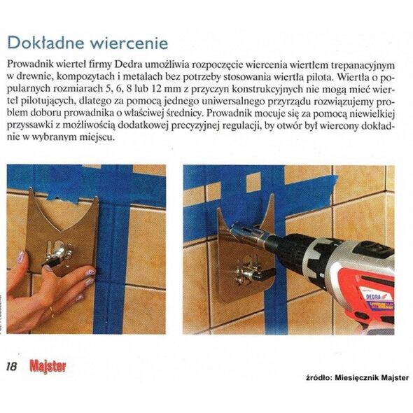 Dedra Prowadnik do wierteł diamentowych 4-75mm nierdzewny z przyssawką - DED1566