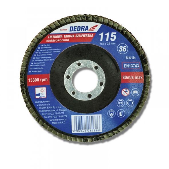 Dedra Listkowa tarcza szlifierska 115x22mm granulacja 36 - F20036