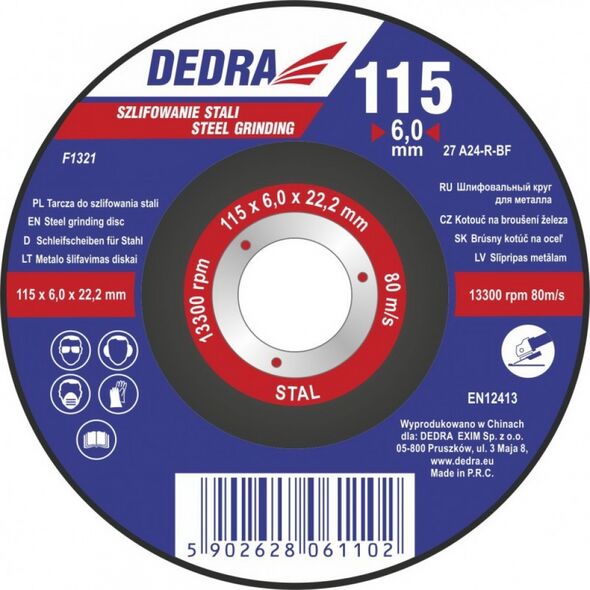 Dedra Tarcza 230x6,0x22.2mm do szlifowania stali - F1325