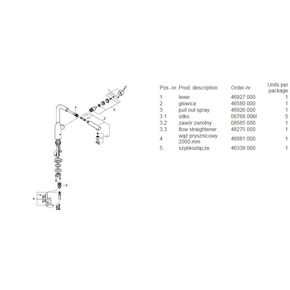 Bateria kuchenna Grohe Essence stojąca chrom (30270000)