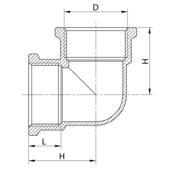 Invena Kolanko mosiężne nakrętno-nakrętne gwint wewn./wewn. 3/8" - ZM-02-010