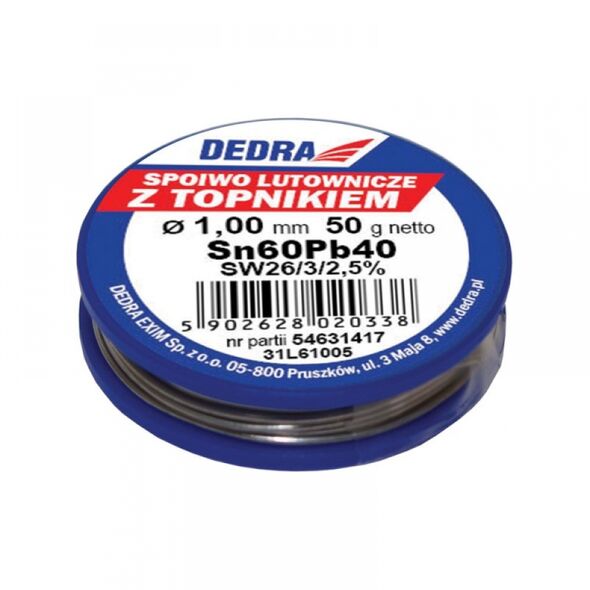 Dedra Lut z topnikiem Sn60Pb40 1mm 50g - 31L61005