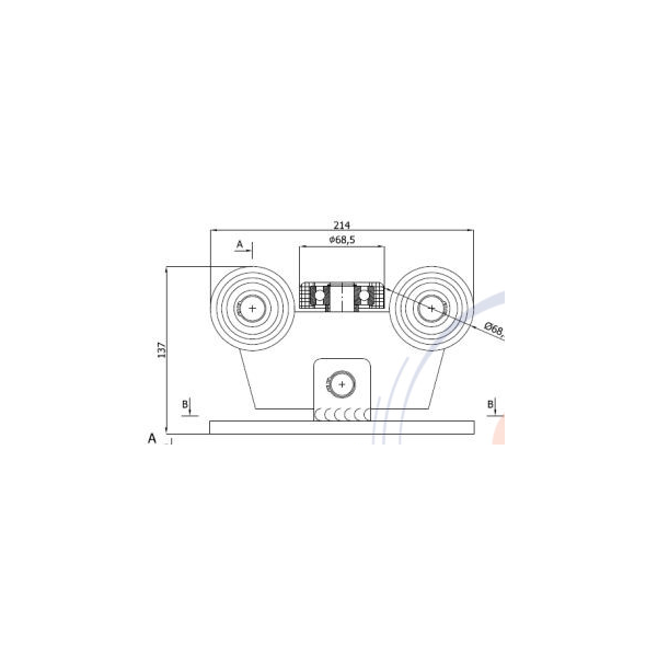 Zabi Wózek wahliwy bez regulacji 5 rolek metal do profili 80x80mm ścianka 5mm W-5M-80
