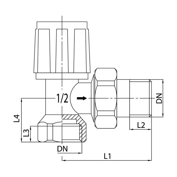 Invena Zawór grzejnikowy kątowy ze śrubunkiem do rur stalowych 1/2" CZ-50-K15