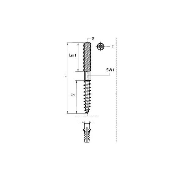 Walraven Śruba dwugwintowa BIS M10x80mm - 628 3 008