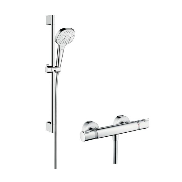 Zestaw prysznicowy Hansgrohe Croma Select E przesuwny z baterią termostatyczną biały (27081400)