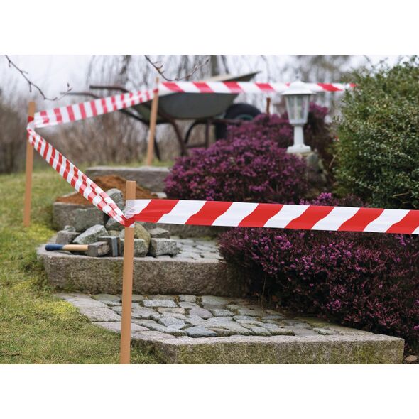 Tesa Taśma ostrzegawcza bez kleju obustronna biało-czerwona 100m x 80mm (58137)