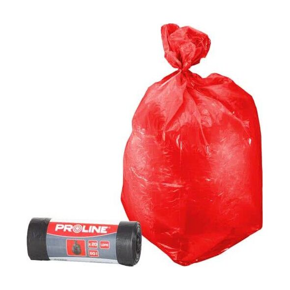 Pro-Line Worki czerwone na śmieci LDPE 120L 8 x 10szt. (41204)