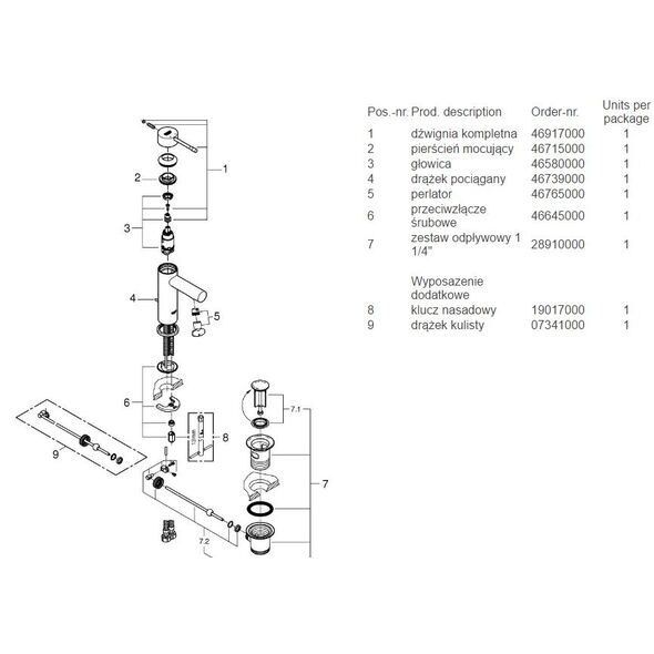 Bateria umywalkowa Grohe Essence stojąca chrom (32898001)