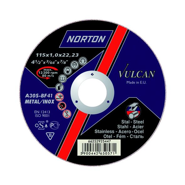 Norton Clipper Tarcza do szlifowania Vulcan Metal Inox A 30 S-BF27 230 x 22,23 x 6,4mm (66252925529)