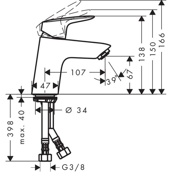 Bateria umywalkowa Hansgrohe Logis stojąca chrom (71076000)