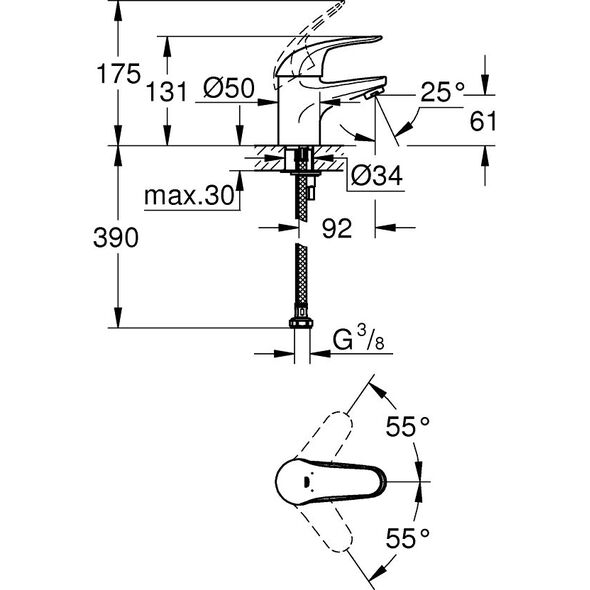 Bateria umywalkowa Grohe Euroeco stojąca chrom (32734000)