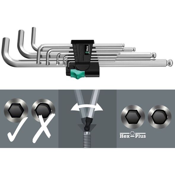 Wera Zestaw kluczy imbusowych hex typ L 1,5-10mm z kulką 9szt. (05022087001)
