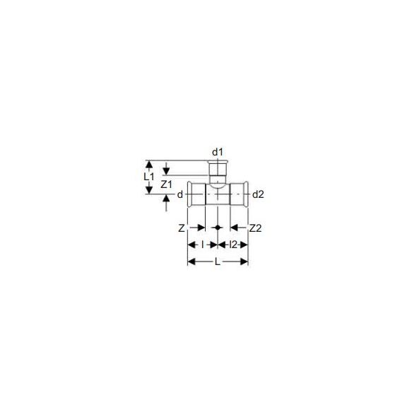 Geberit Trójnik Mapress C-Stahl redukcyjny 54 x 22 x 54mm (21223)