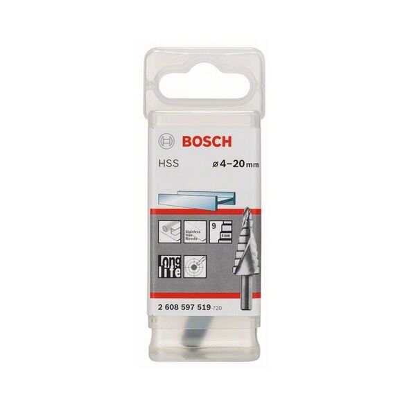 Wiertło Bosch stopniowe walcowe 4 6 10 12 14 16 8 18 20mm  (2608597519)