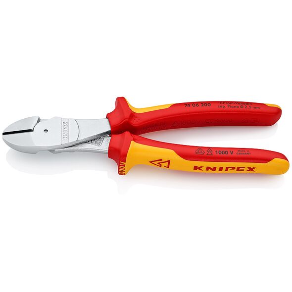 Knipex Szczypce tnące boczne o zwiększonym przyłożeniu izolowane 200mm (7406200)