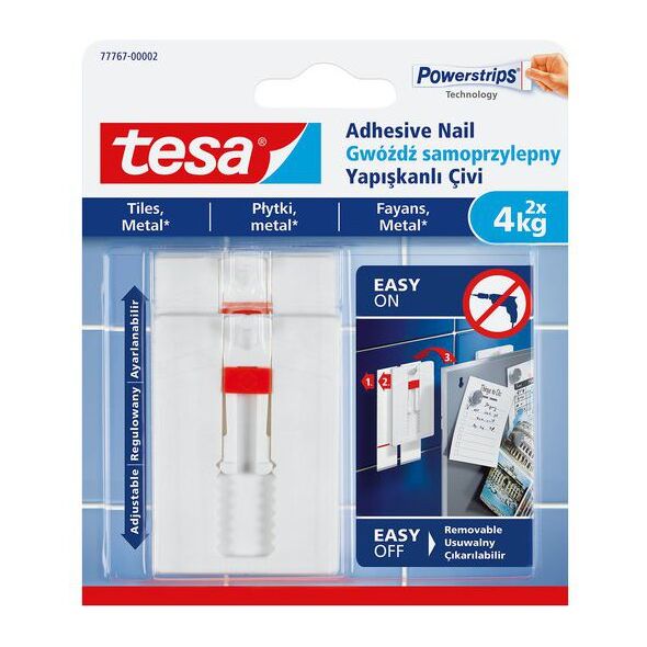 Tesa Gwoździe samoprzylepne regulowane do płytek i metalu do 4kg 2szt. (H7776702)