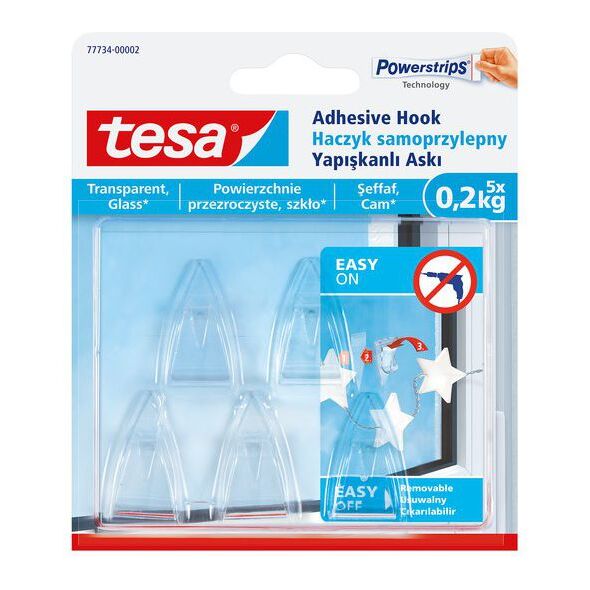 Tesa Haczyki samoprzylepne przezroczyste do 0,2kg 5szt. (H7773402)
