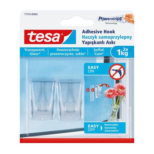 Tesa Haczyki samoprzylepne przezroczyste do 1kg 2szt. (H7773502)