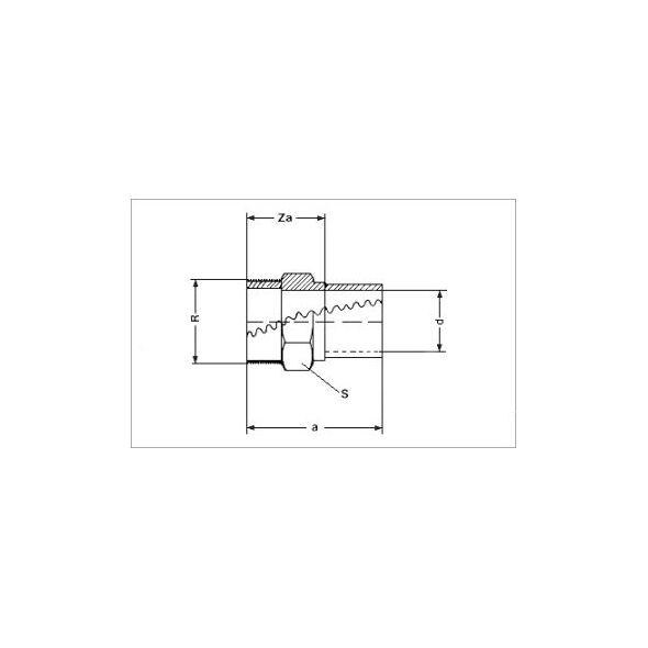 SANHA Nypel z brązu 4243G GZ 18mm x 3/4" (142431834)