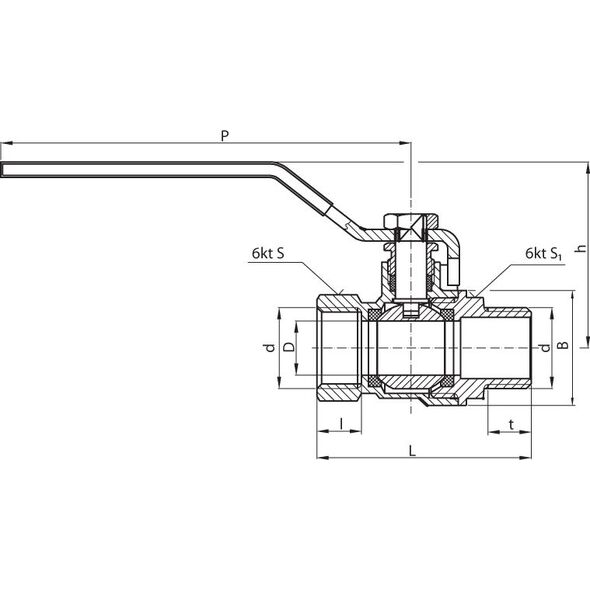 Perfexim Zawór kulowy wodny WZ DN20 rączka wzmocniony PHA-003 G3/4 WZ PN30 C DN20 (00-003-0200-000)