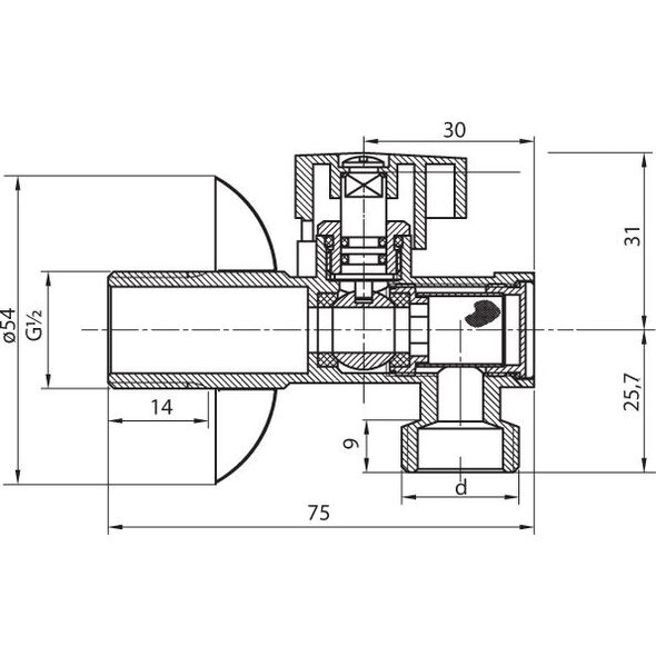 Perfexim Zawór kątowy z ﬁltrem 1/2"x1/2"  (02-011-1515-000)