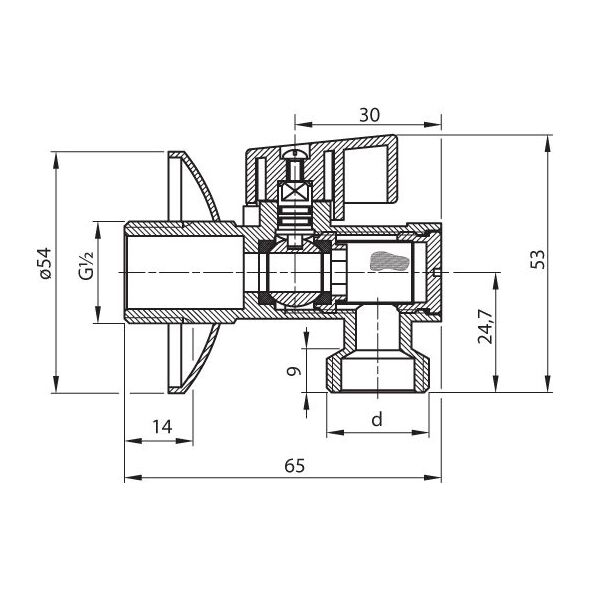Perfexim Zawór kątowy z ﬁltrem 1/2"x3/8"  (02-012-1510-000)