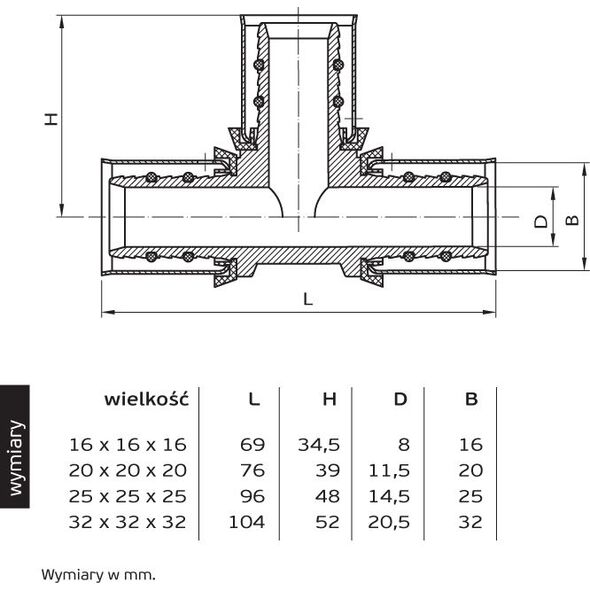 Perfexim Trójnik zaprasowywany 73B 25mm (62-73B-0250-000)