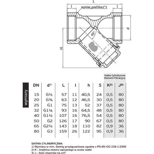 Perfexim Filtr skośny siatkowy do wody 1" (03-060-0250-000)