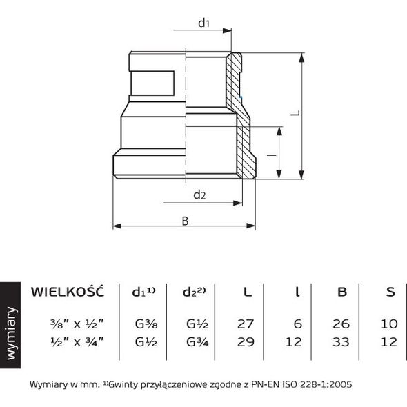 Perfexim Mufa redukcyjna mosiężna chromowana GW 1/2 x 3/4" (07-510-1520-000)