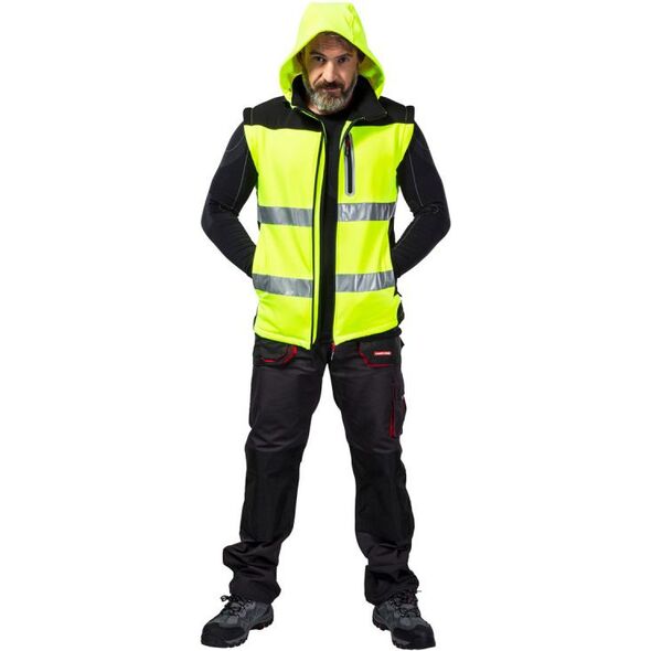 Lahti Pro Kurtka softshell ostrzegawcza z odpinanymi rękawami żółta rozmiar S (L4091901)